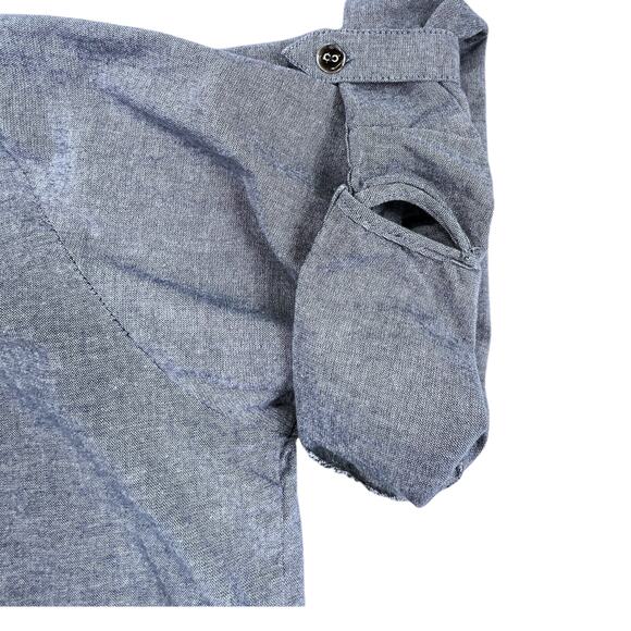 Beverly Drive Chambray & Lace Blouse Tunic 3/4 Roll Tab Plus 20-22W Blue Black - Picture 9 of 12